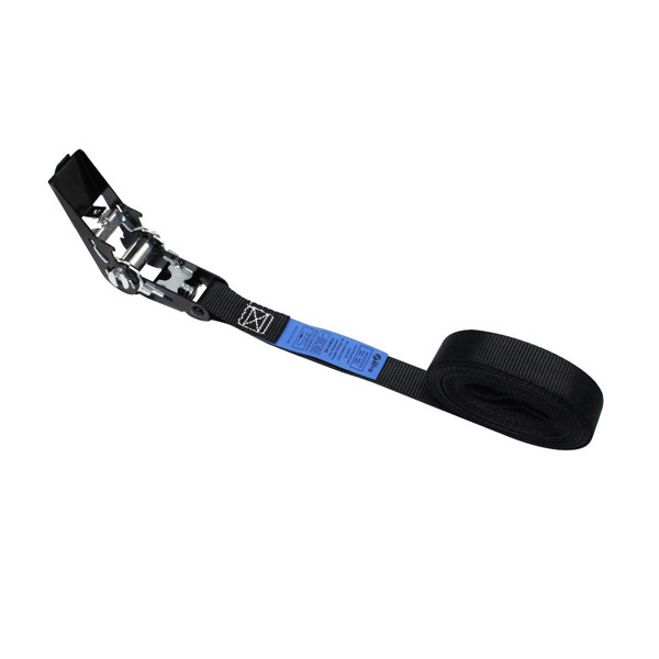 Sjorband zwart met ratel 1delig  L=6M 250/500kg