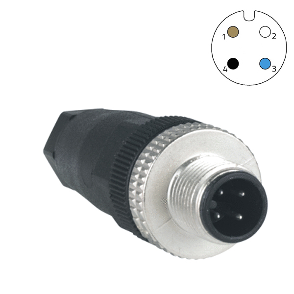 Sensor connector M12 4P male (schroef)