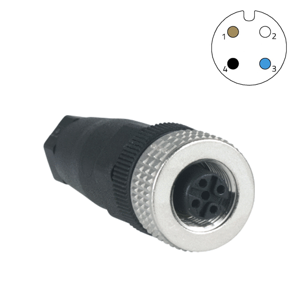 Sensor connector M12 4P female (schroef)