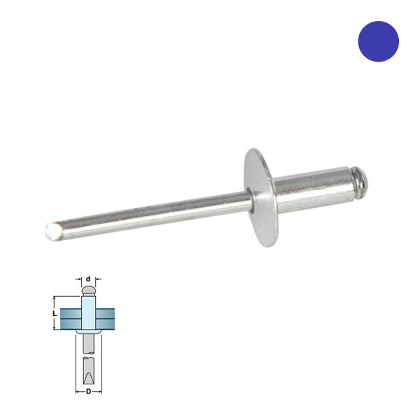 Blindklinknagel RVS A2 4.8x20mm kop 14mm