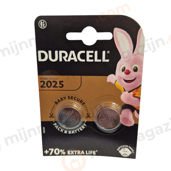Knoopcel batterij Duracell CR 2025 3V 2.5mm 2st.