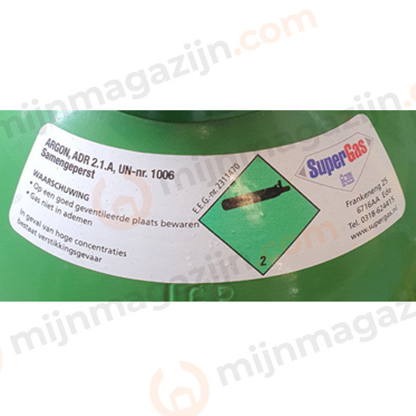 Gasvulling Argon 10 liter