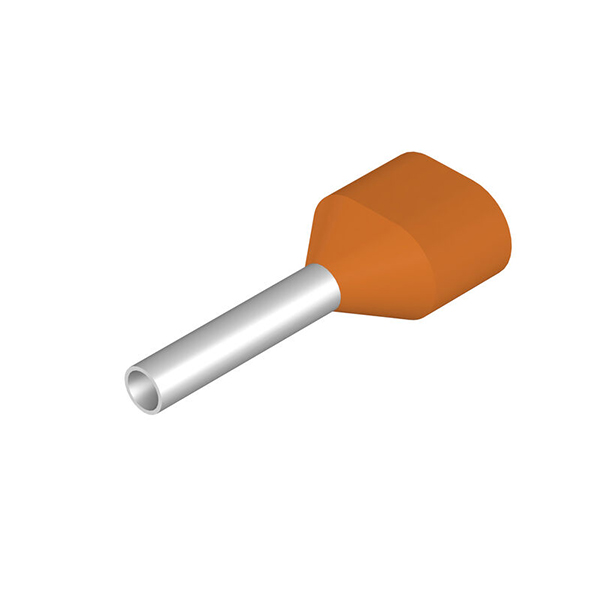 Adereindhuls 0.50qmm L=8mm twin oranje WE 100st.