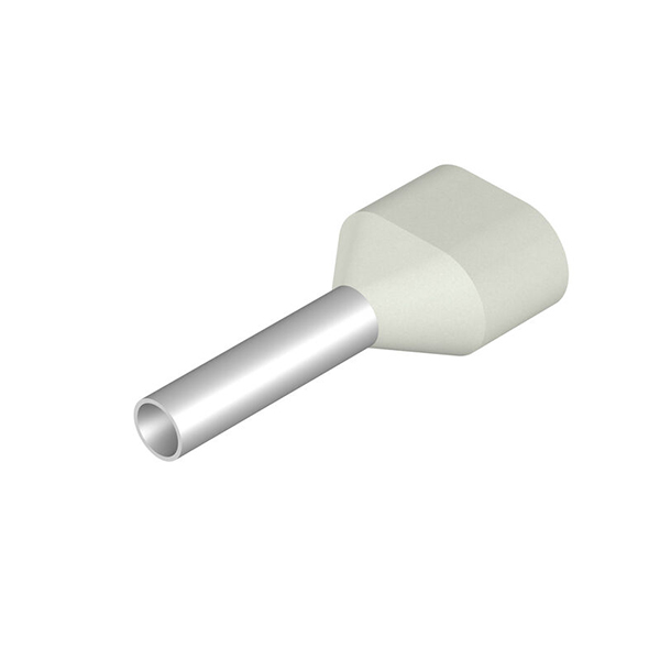 Adereindhuls 0.75qmm L=8mm twin wit WE 100st.