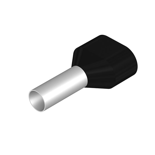 Adereindhuls 6qmm L=14mm twin zwart WE 100st.