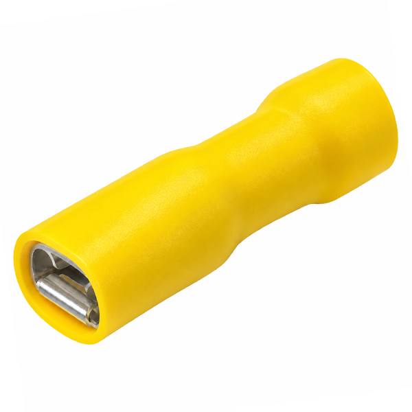 Kabelschoen female 6.3mm geel geissoleerd 100st.