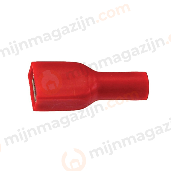 Kabelschoen female 6.3mm rood geissoleerd 100st.