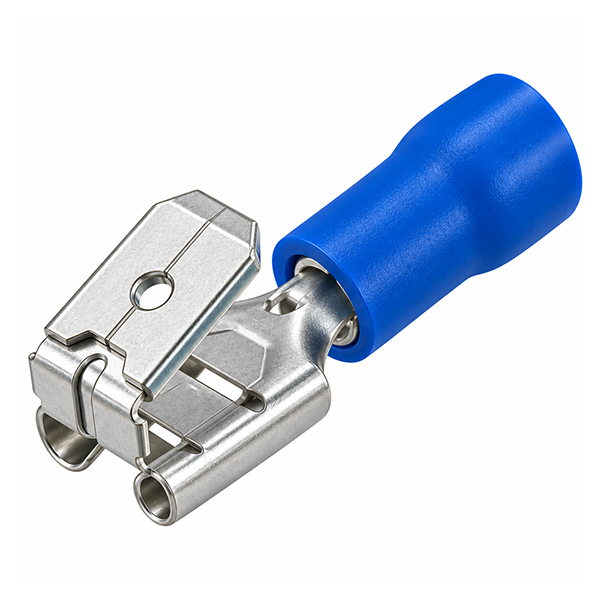 Kabelschoen duo plat 6.3mm blauw 100st.