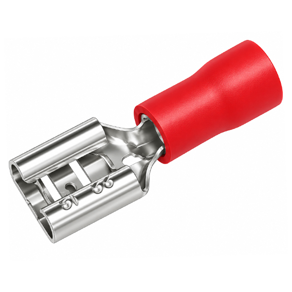 Kabelschoen female plat 6.3mm rood 100st.