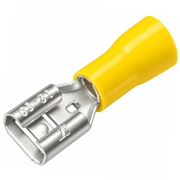 Kabelschoen female plat 9.5mm geel 100st.