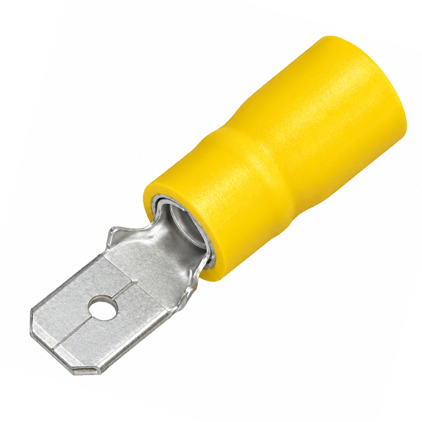 Kabelschoen male plat 6.3mm geel 100st.
