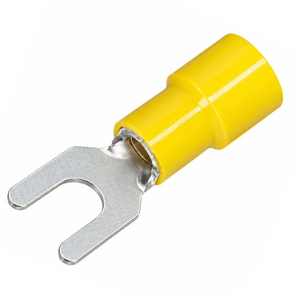 Kabelschoen vork 6.4mm geel 100st.