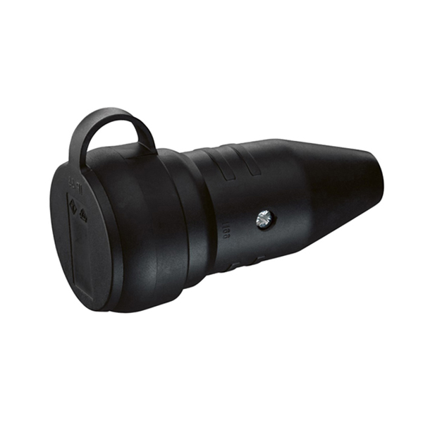 Contrastekker rubber geaard 2p+A 16A 250v