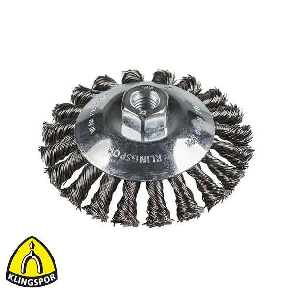 Kegelborstel staal 100mm M14 0.50mm getordeerd