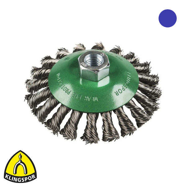 Kegelborstel RVS 100mm M14 0.50mm getordeerd