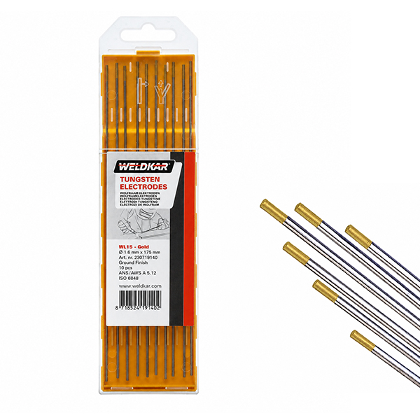 Wolfraam 1.6mm goud RVS/staal 10st.