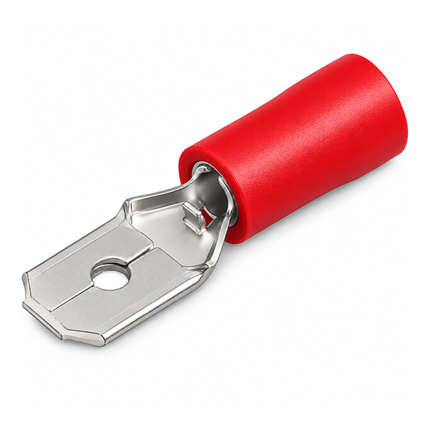 Kabelschoen male plat 6.3mm rood 100st.