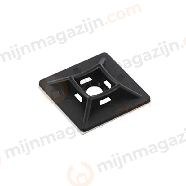 Plakzadel zwart voor kabelbinders 28x28mm 100st.