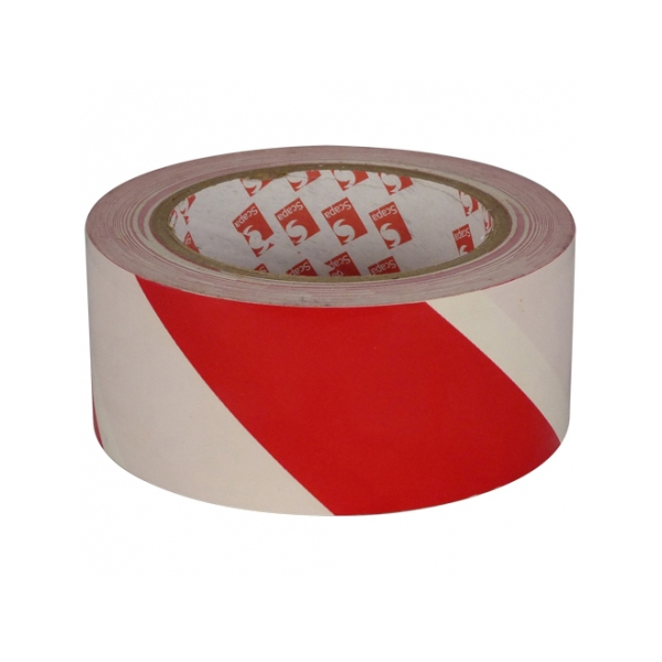 Reflectietape Rood/Wit 50mm x 17mtr