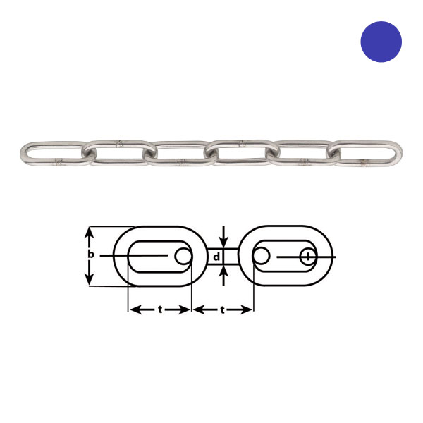 Voetketting RVS316 lange schakel 5mm type:763