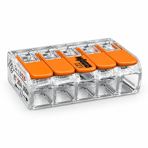 Wago 221-415 mini lasklem transp./or. 5-v soepel