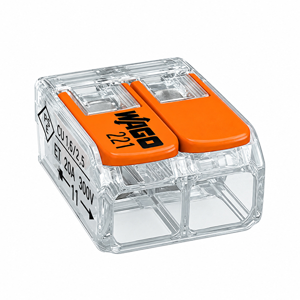 Wago 221-412 mini lasklem transp./or. 2-v soepel