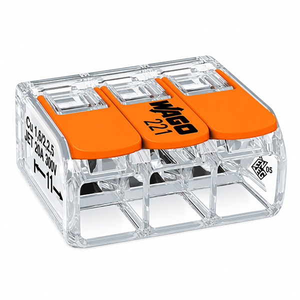 Wago 221-613 mini lasklem transp./or. 3-v 6qmm
