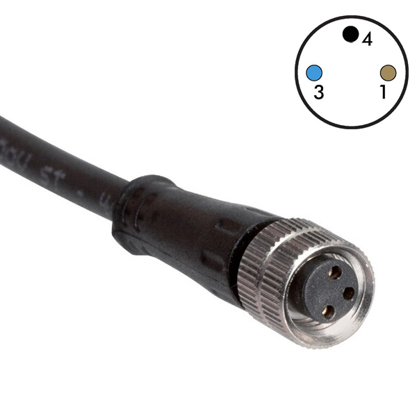 Sensorkabel PUR zwart M8 3p recht 10m