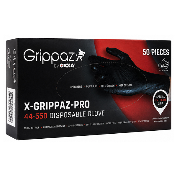 Oxxa 44-550 Nitril Grippaz zwart MT 10(XL) 50st