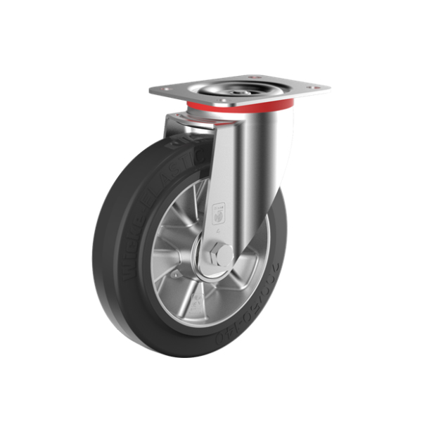 Rubber zwaarlast Zwenkwiel 80mm plaatbev. 100kg