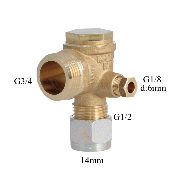 Terugslagklep voor compressor 3/4×1/2×1/8