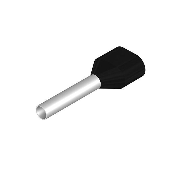 Adereindhuls 1.50qmm L=12mm twin zwart 100st.