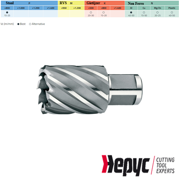 Hepyc Kernboor HSS 12x30mm Weldon
