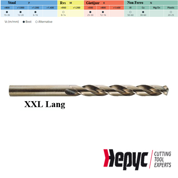 Hepyc HSS-E 5% Cobaltboor XXL 9.00mm L=280/410mm
