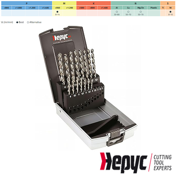 Hepyc HSSCO INOX Cobaltborenset 1-10mm 19-dlg