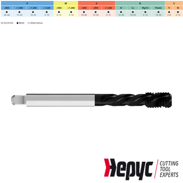Hepyc HSSE H.Lube Mach.tap blind DIN376 MF M12x1.00