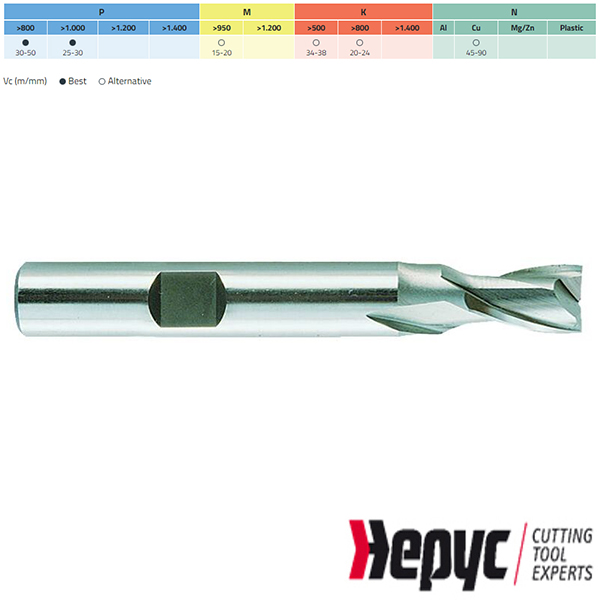 Hepyc spiebaanfrees HSSE Weldon 2Z/11  9mm
