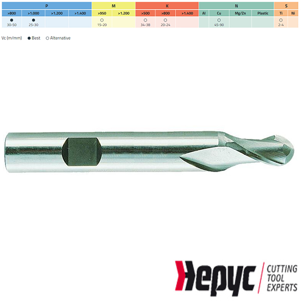 Hepyc Radiusfrees HSSE Weldon 2Z/13 10mm