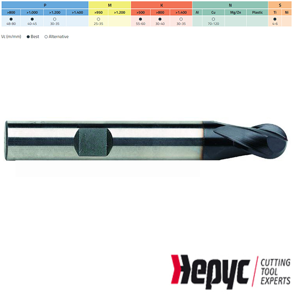 Hepyc Radiusfrees HSSE TIALN Weldon 2Z/22 22mm