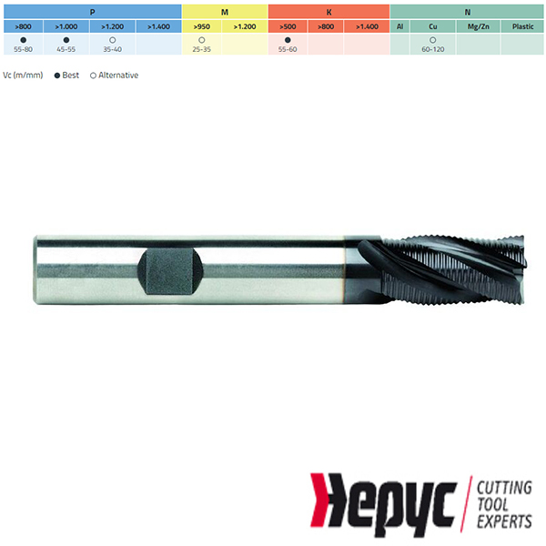 Hepyc ruwfrees HSSE TIALN Weldon 4Z 13mm