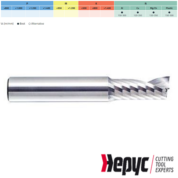 Hepyc spiebaanfrees HM 1Z W 6mm