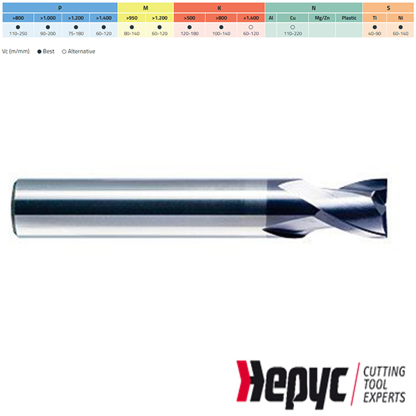 Hepyc spiebaanfrees HM Tialn 2z/30 18mm