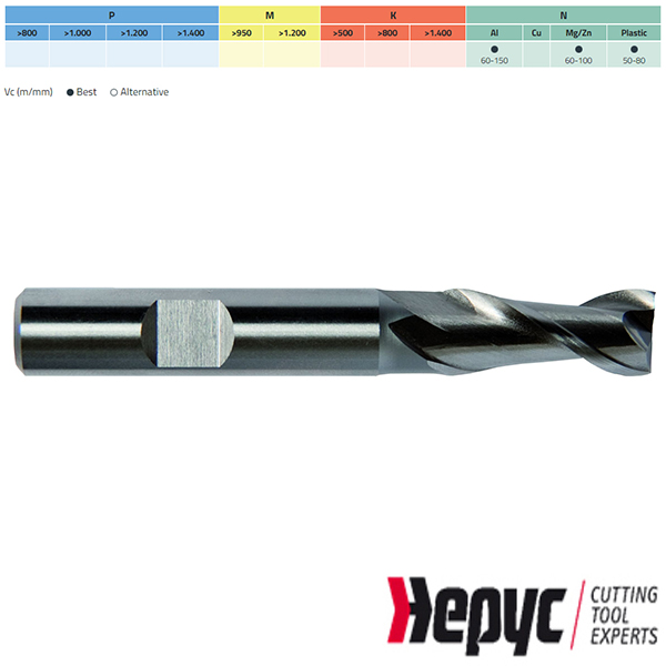 Hepyc spiebaanfrees HSSE W (Alum) Weldon 2Z/08 3mm