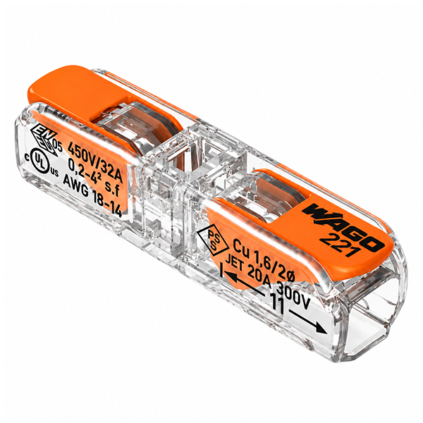 Wago 221-2411 mini lasklem transp./or. 1-v soepel