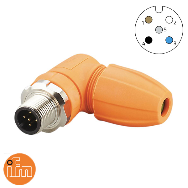 Sensor connector M12 5P 90 male (schroef) IP69K