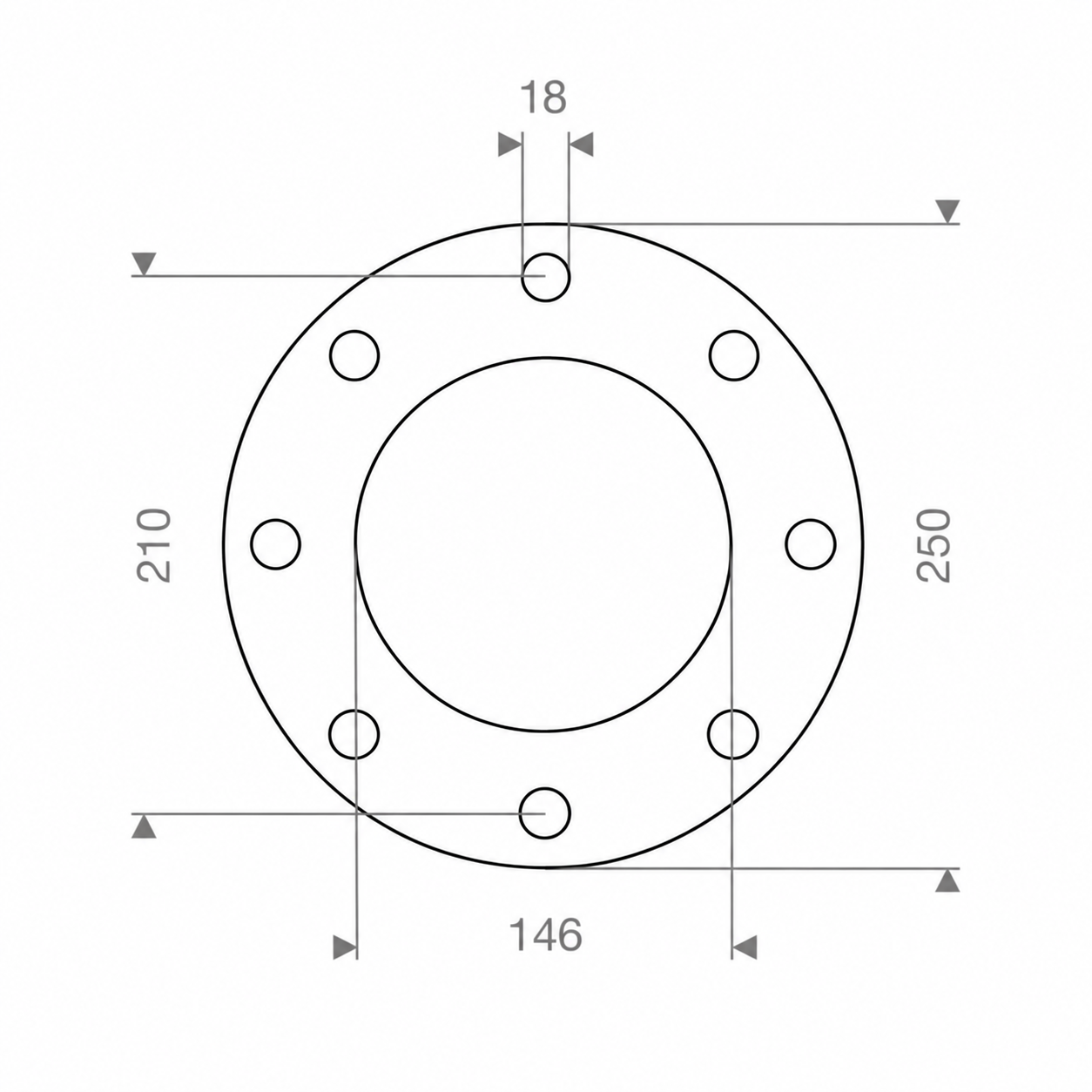 Flenspakking DN125 Siliconen PN10/16 full-face :3mm - Afbeelding 2
