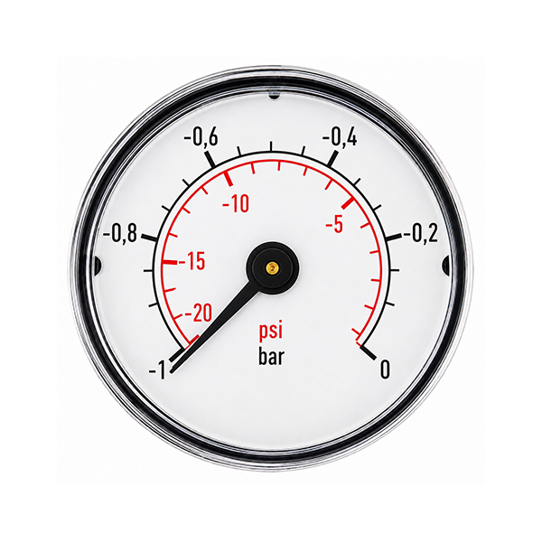 Manometer 40mm kunststof -1-0 BAR 1/8 achter