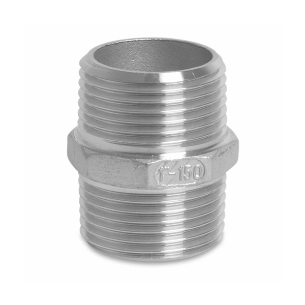 280 Dubbel nippel RVS 3″