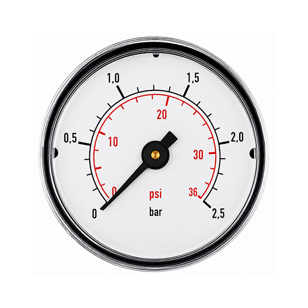 Manometer 40mm knstst. 0-2.5 BAR 1/8 achter