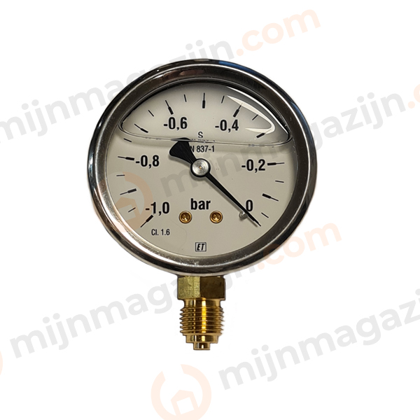 Vacuum meter GLY -1 tot 0 bar 63mm 1/8 BSPT Onder